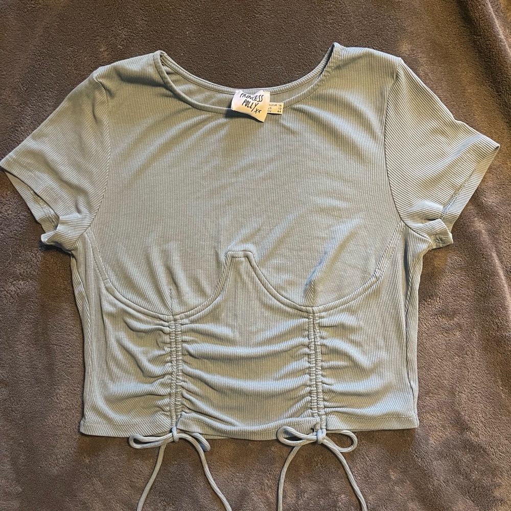 Princess Polly Slate Blue Crop Top